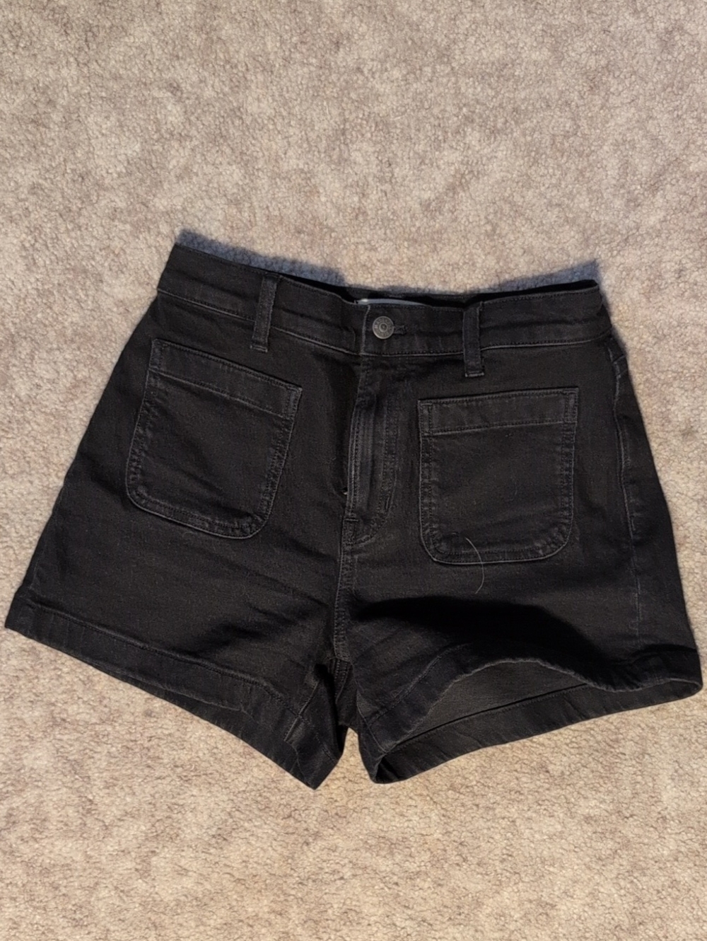 Madewell Black Denim High-Waist Patch Pocket Shorts
